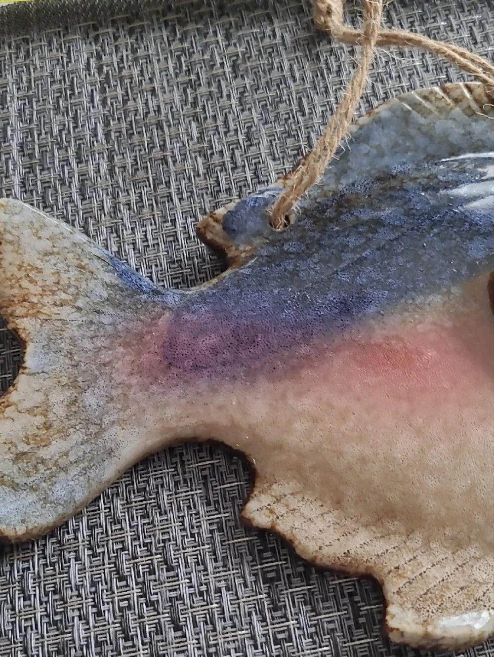Decorative Ceramic Fish Wall Hanging - Blue, Pink, Cream
